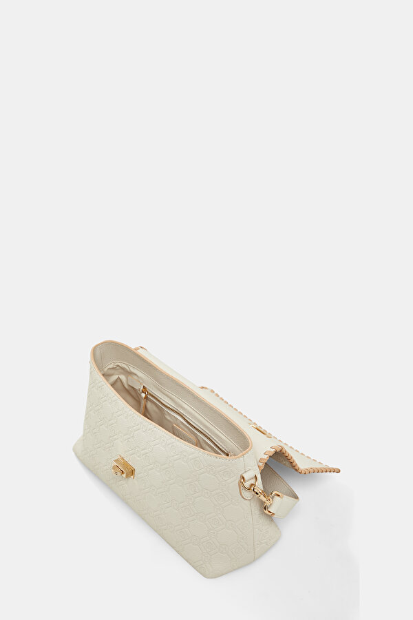 BEIGE MONOGRAM LEATHER BAG 7