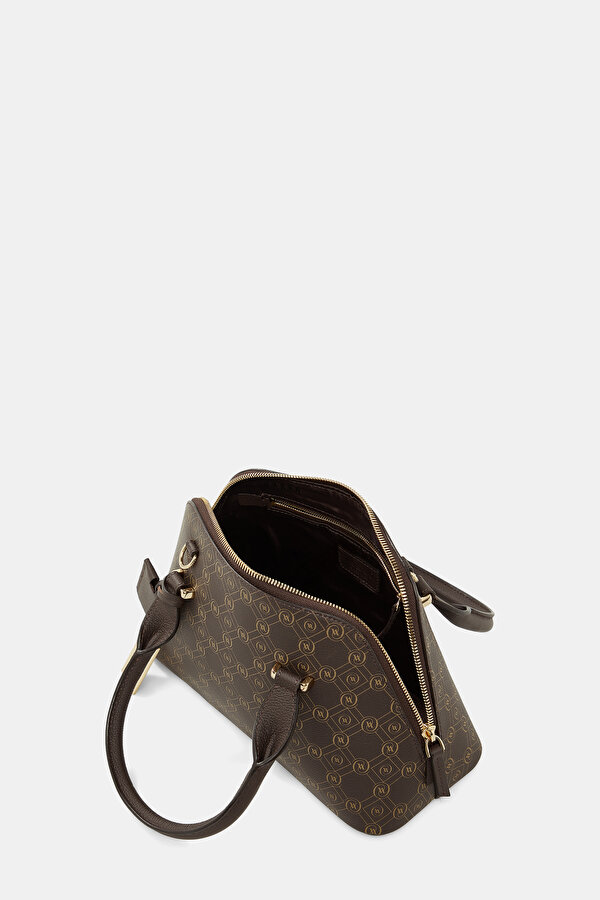 BEIGE MONOGRAM LEATHER BAG 6