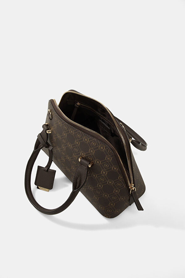 BEIGE MONOGRAM LEATHER BAG 7