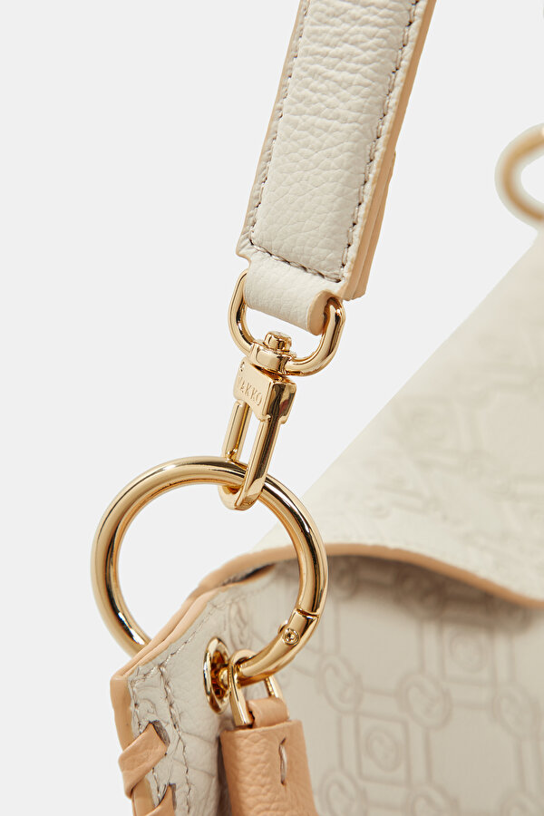 BEIGE MONOGRAM LEATHER BAG 6