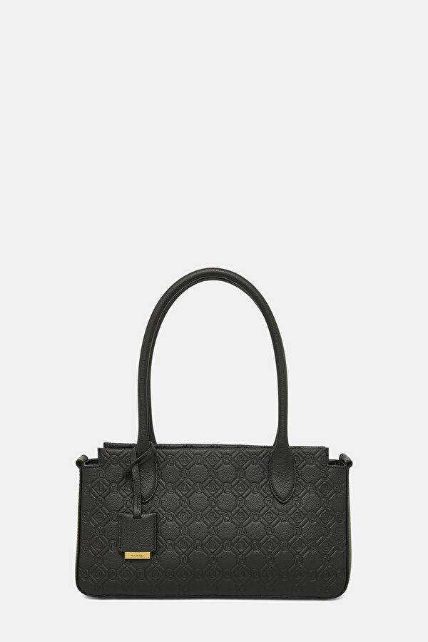 BLACK MONOGRAM LEATHER BAG