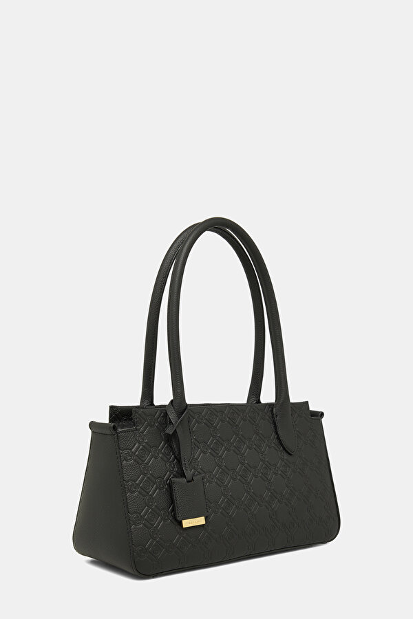 BLACK MONOGRAM LEATHER BAG 2