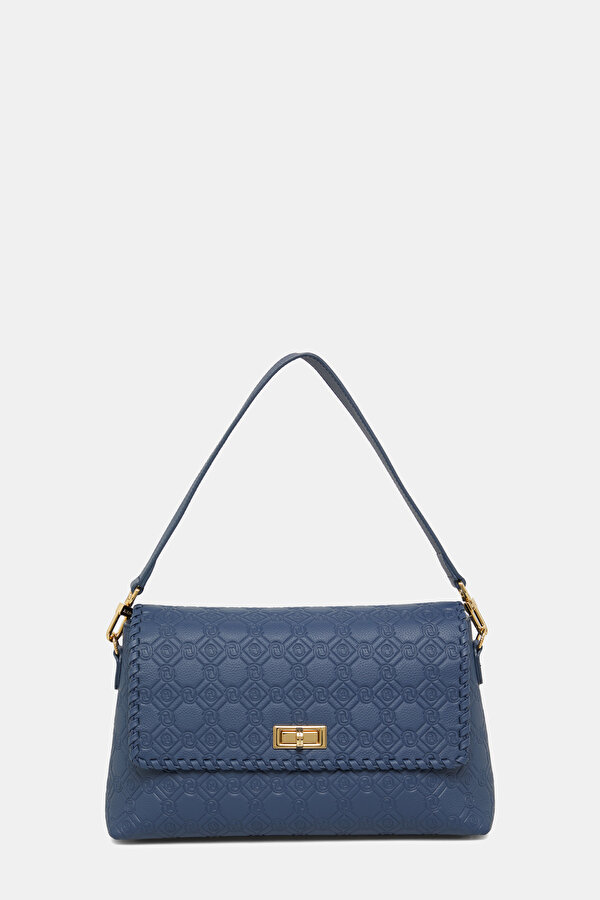 NAVY BLUE MONOGRAM LEATHER BAG