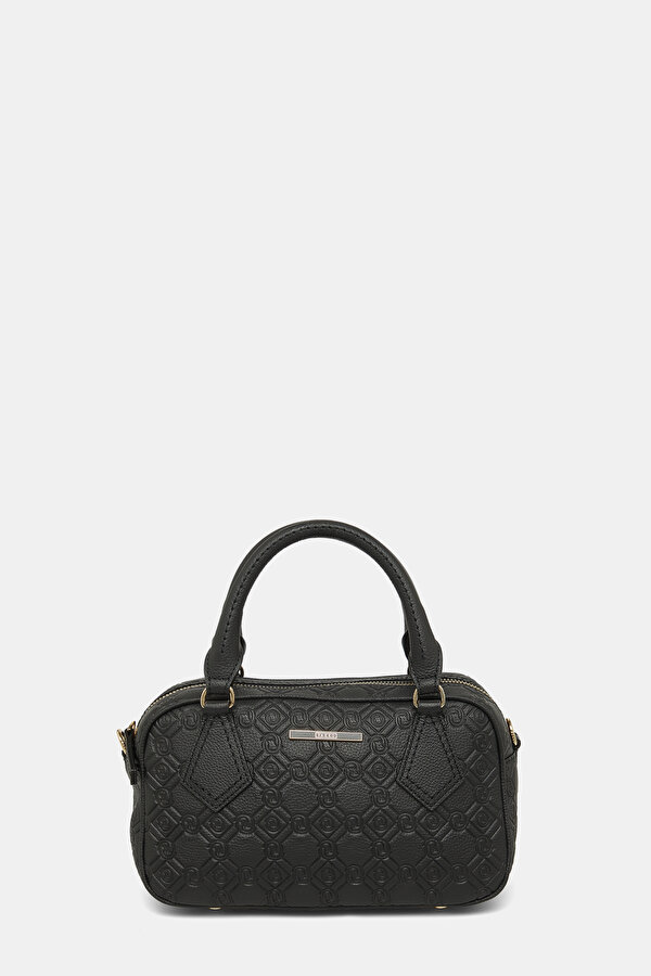 BLACK MONOGRAM LEATHER BAG
