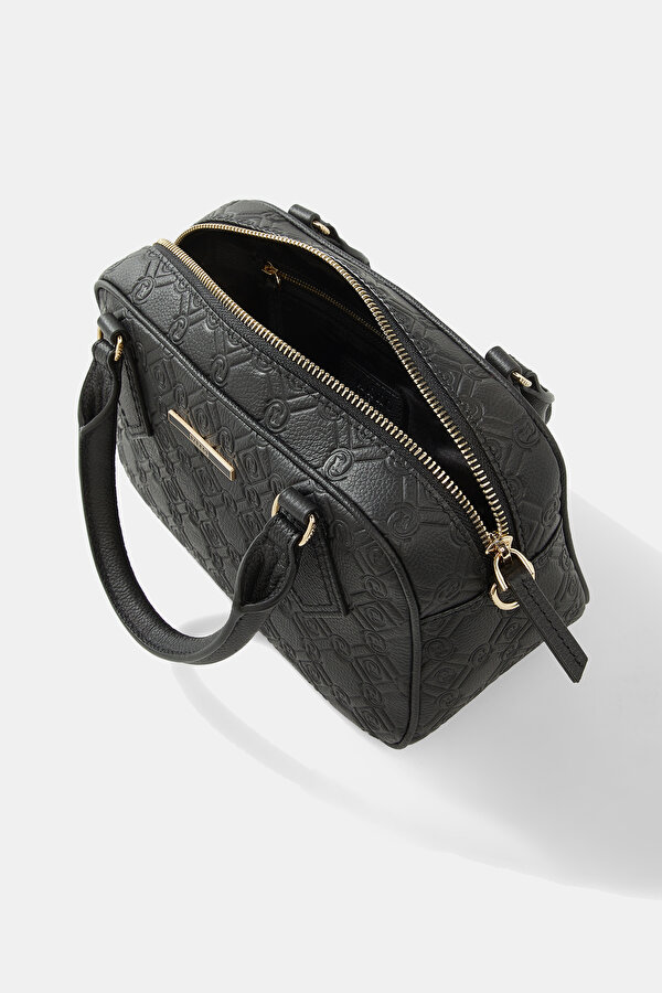 BLACK MONOGRAM LEATHER BAG 6
