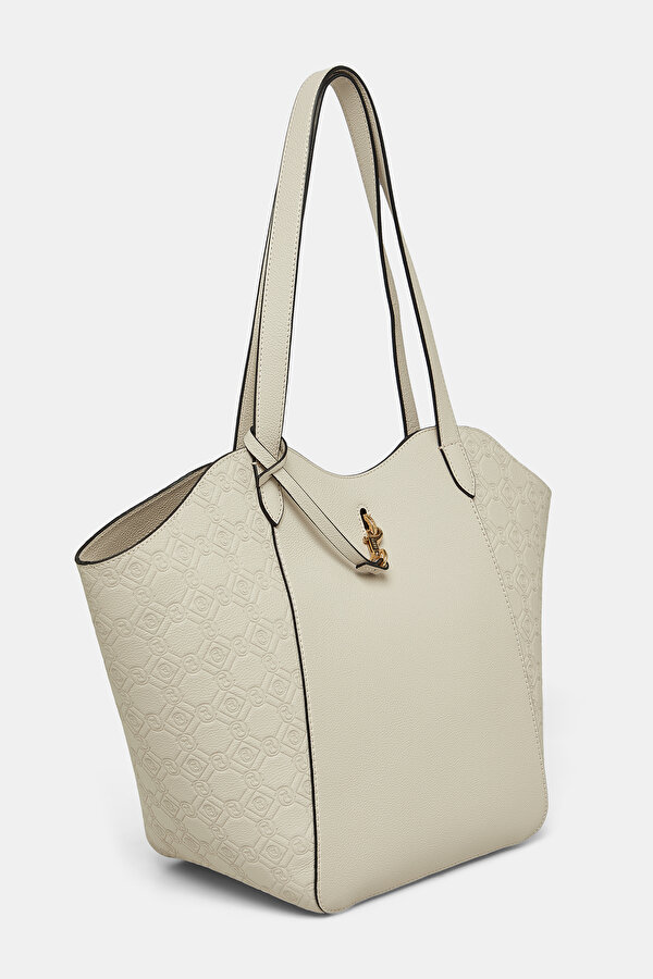 ECRU MONOGRAM LEATHER BAG 2