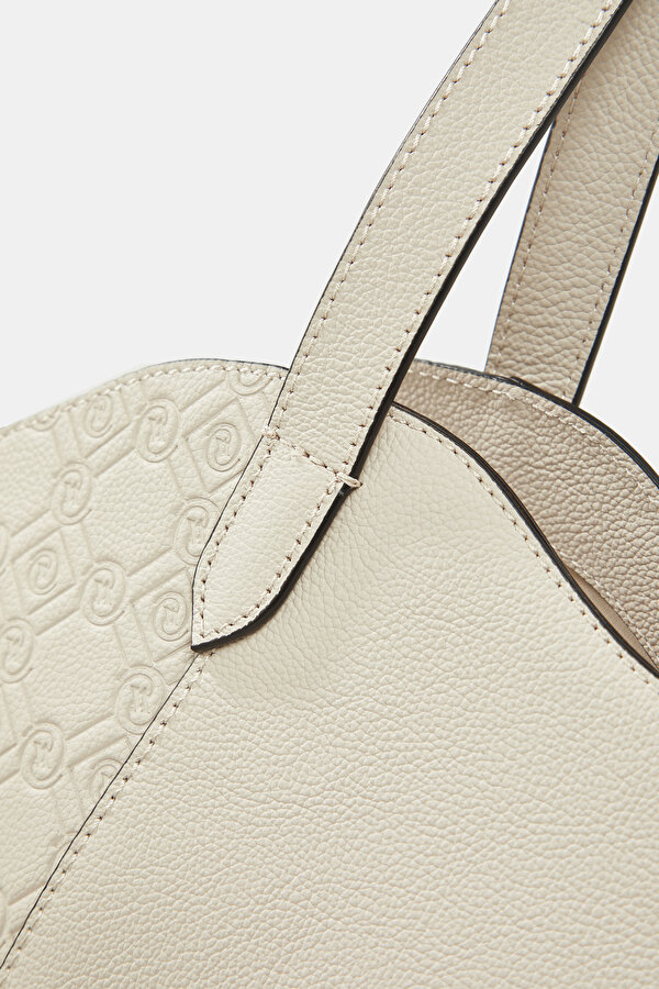 ECRU MONOGRAM LEATHER BAG 6