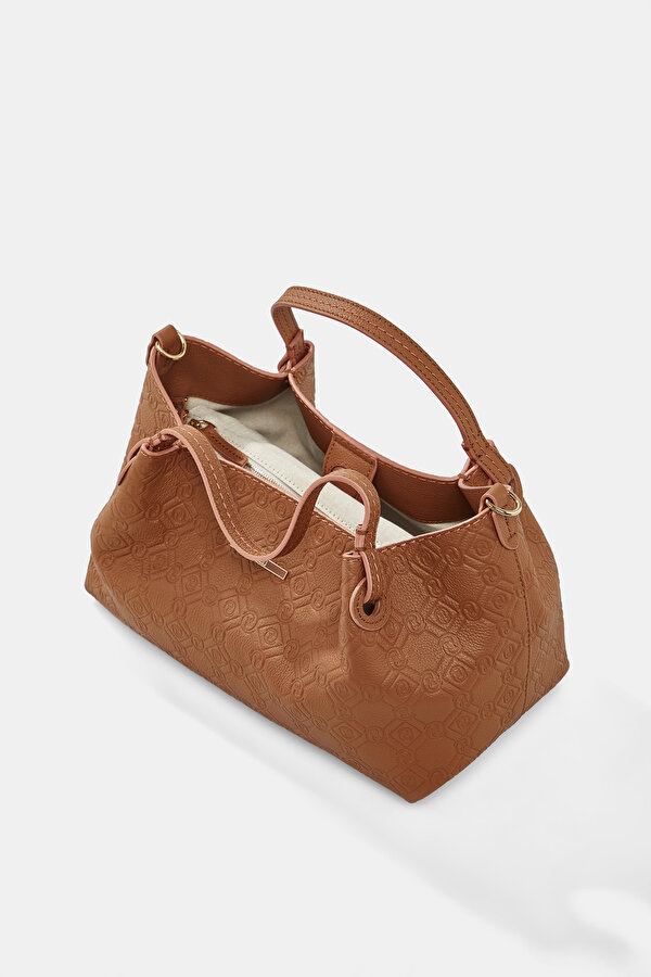 TAN MONOGRAM LEATHER BAG 7