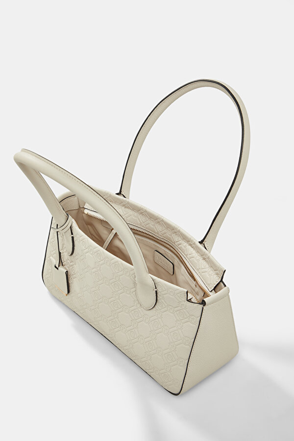 ECRU MONOGRAM LEATHER BAG 6