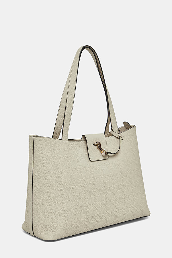 ECRU MONOGRAM LEATHER BAG 2