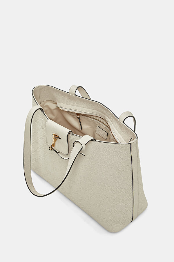 ECRU MONOGRAM LEATHER BAG 6