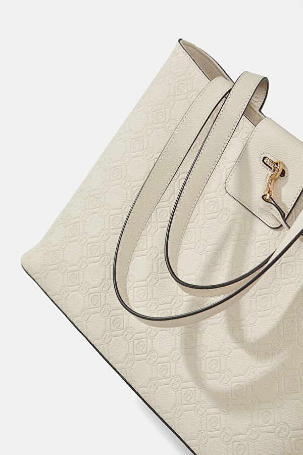 ECRU MONOGRAM LEATHER BAG 7