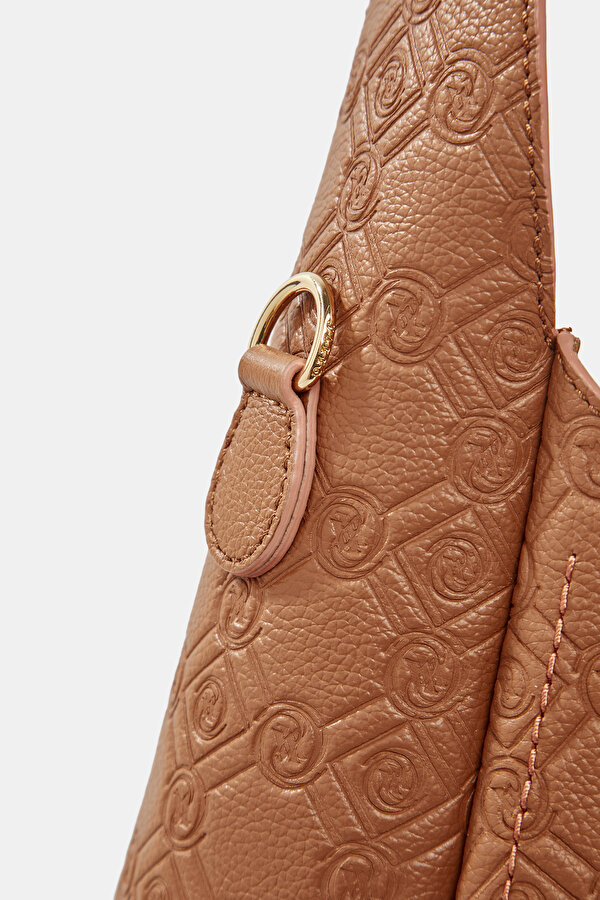TAN MONOGRAM LEATHER BAG 6
