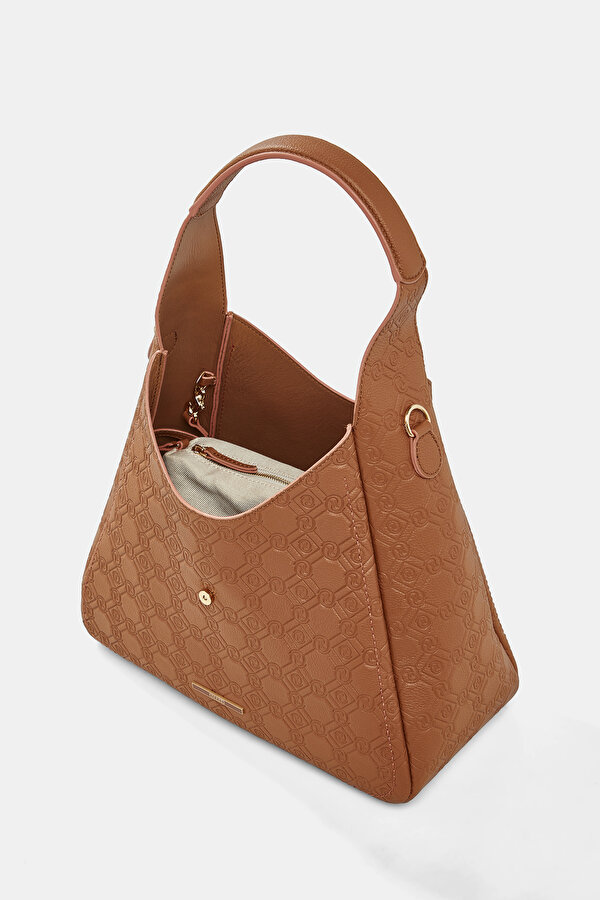TAN MONOGRAM LEATHER BAG 7