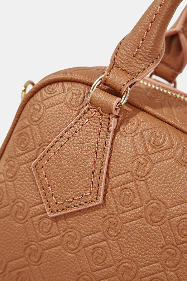 TAN MONOGRAM LEATHER BAG 6