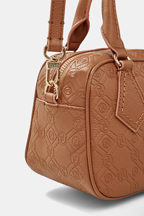 TAN MONOGRAM LEATHER BAG 7