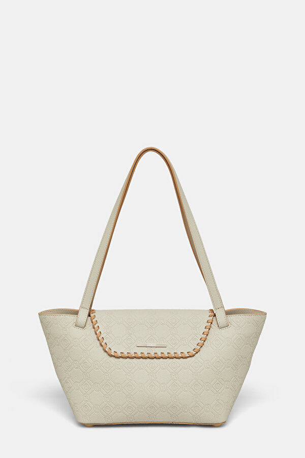 BEIGE MONOGRAM LEATHER BAG