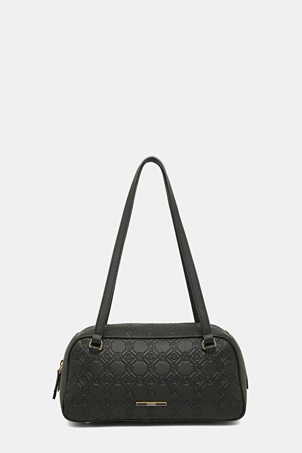 BLACK MONOGRAM LEATHER BAG