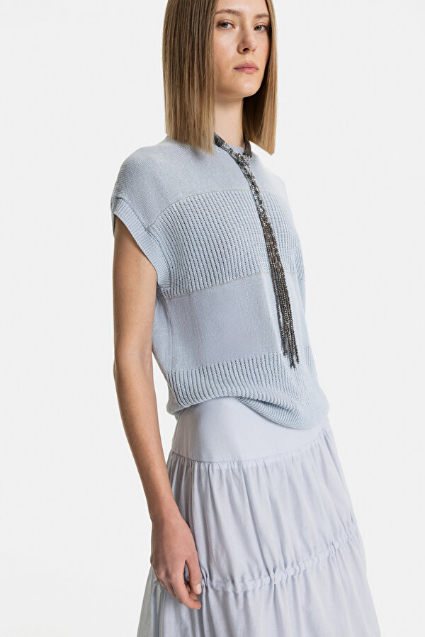 BLUE BASIC / ROUND NECKLINE TRICOT 7