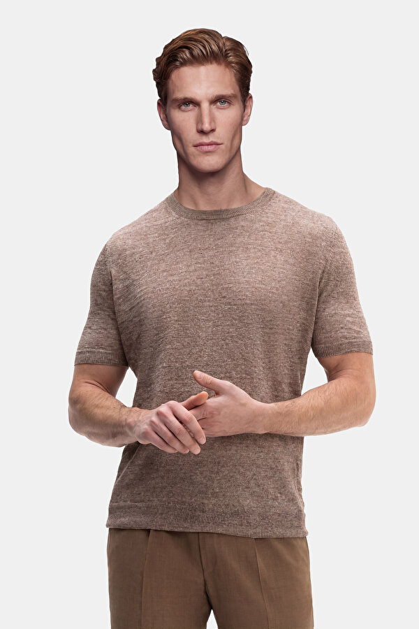 BEIGE BICYCLE COLLAR SHORT SLEEVE TSHIRT
