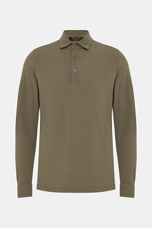 DARK GREEN POLO NECK LONG SLEEVE TSHIRT 6