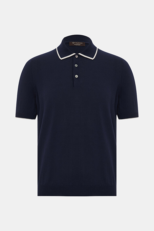 NAVY BLUE POLO NECK SHORT SLEEVE TSHIRT