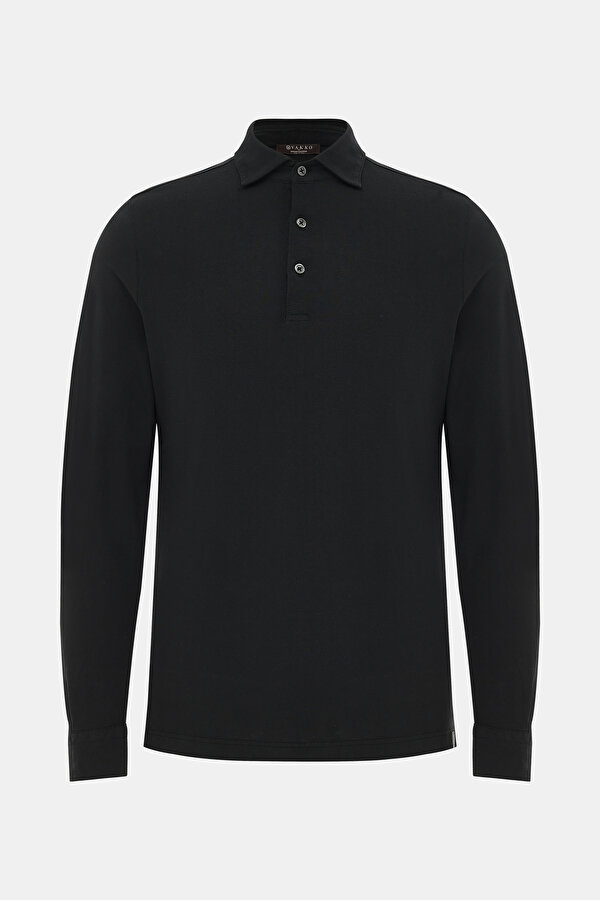 BLACK POLO NECK LONG SLEEVE TSHIRT