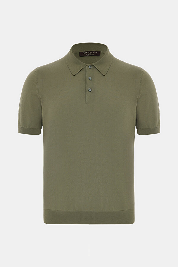 DARK GREEN POLO NECK SHORT SLEEVE TSHIRT