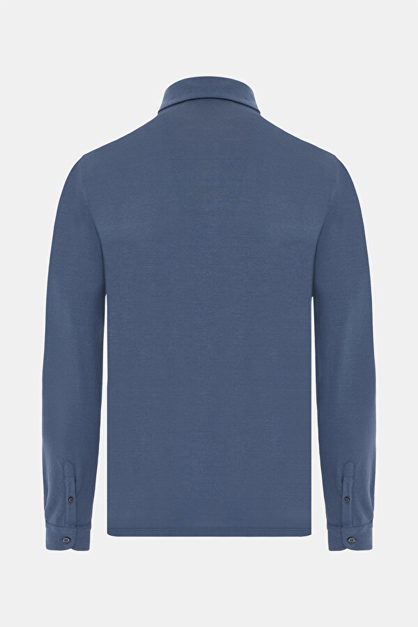 BLUE POLO NECK LONG SLEEVE TSHIRT 6
