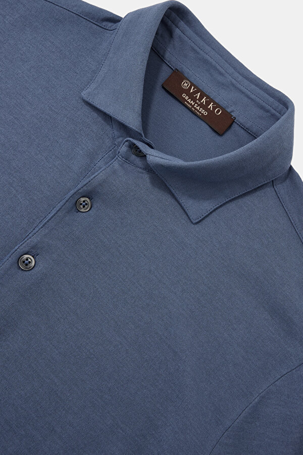 BLUE POLO NECK LONG SLEEVE TSHIRT 7