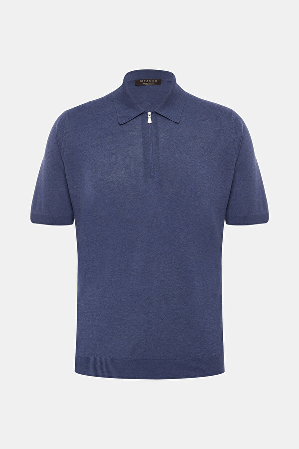 ROYAL BLUE POLO NECK SHORT SLEEVE TSHIRT 6