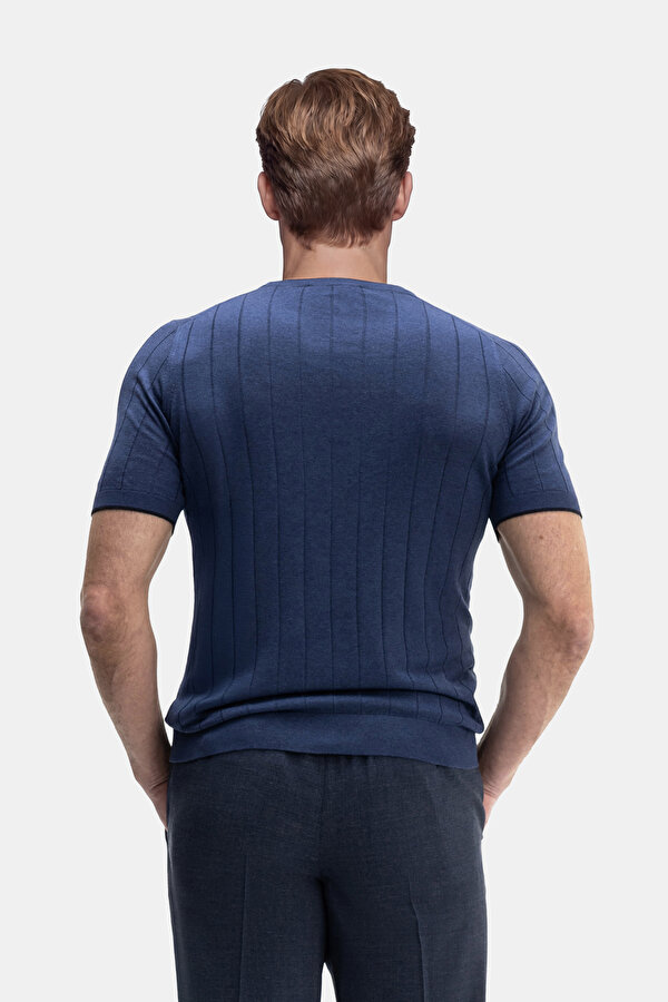 NAVY BLUE BICYCLE COLLAR SHORT SLEEVE TSHIRT 2
