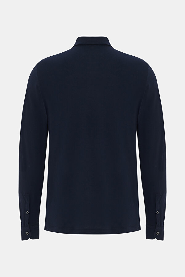NAVY BLUE POLO NECK LONG SLEEVE TSHIRT 2