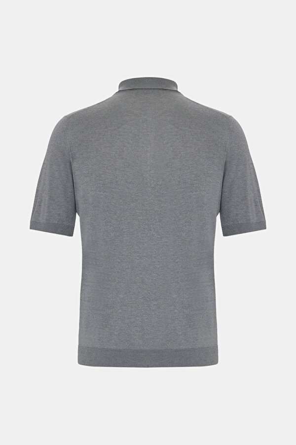 GREY POLO NECK SHORT SLEEVE TSHIRT 2