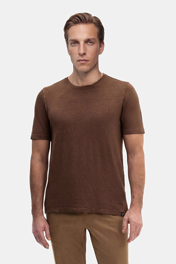 BROWN BICYCLE COLLAR SHORT SLEEVE TSHIRT