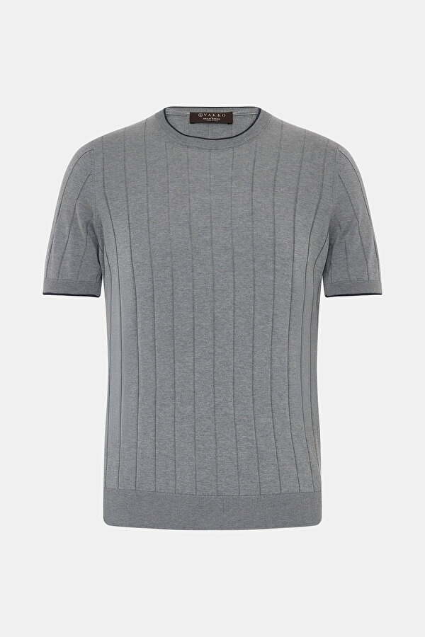 GRAY MELANGE BICYCLE COLLAR SHORT SLEEVE TSHIRT 6