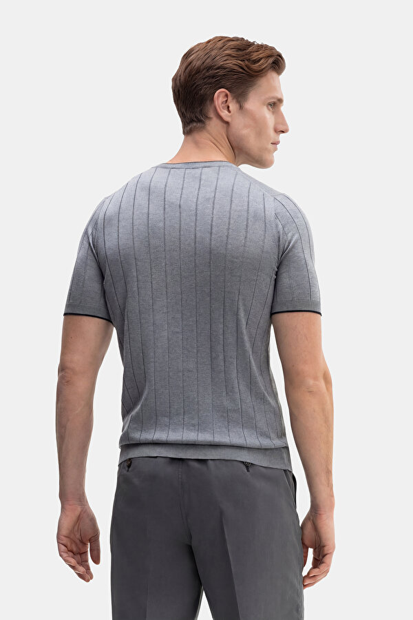 GRAY MELANGE BICYCLE COLLAR SHORT SLEEVE TSHIRT 2