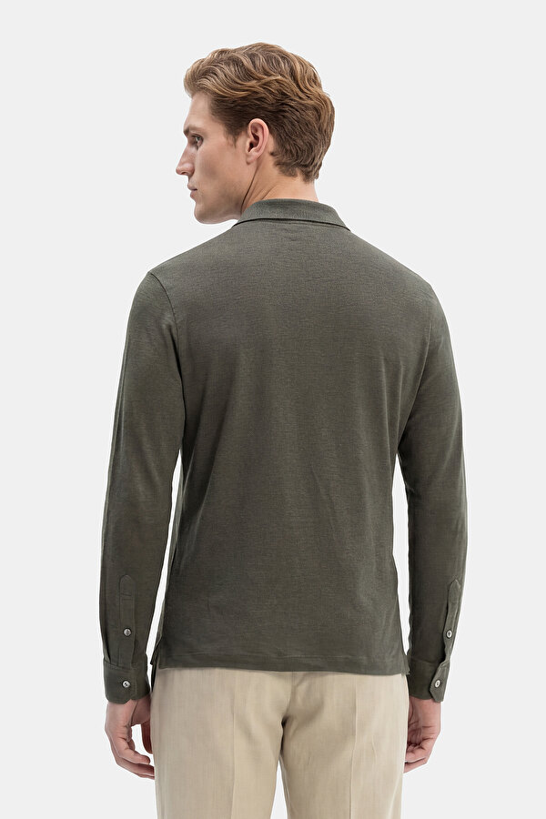 KHAKI POLO NECK LONG SLEEVE TSHIRT 2