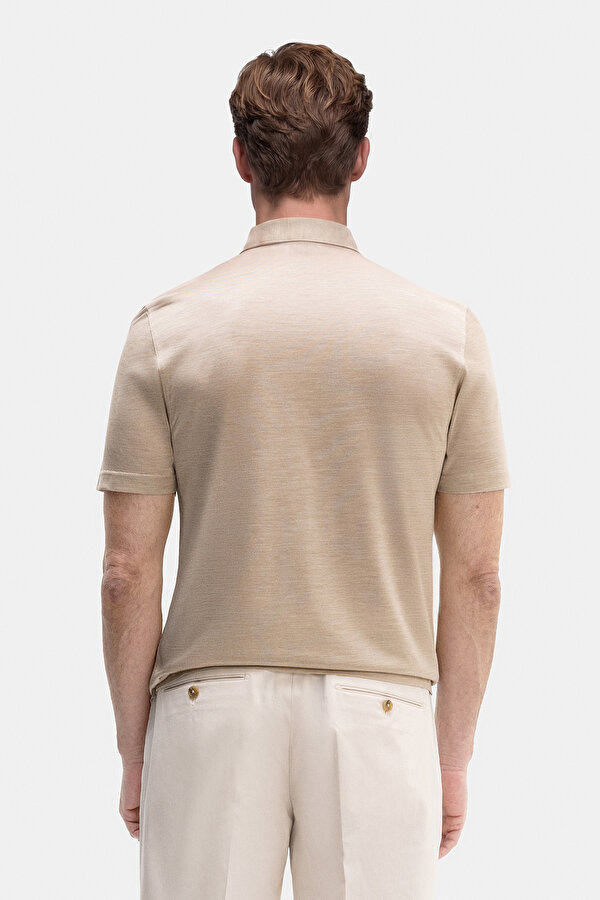 BEIGE POLO NECK SHORT SLEEVE TSHIRT 2