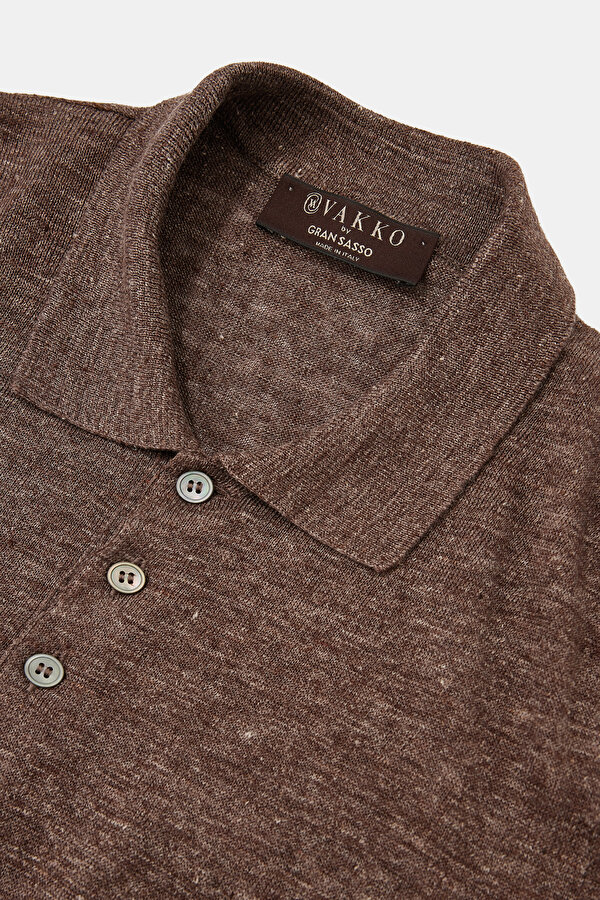 BROWN POLO NECK SHORT SLEEVE TSHIRT 7