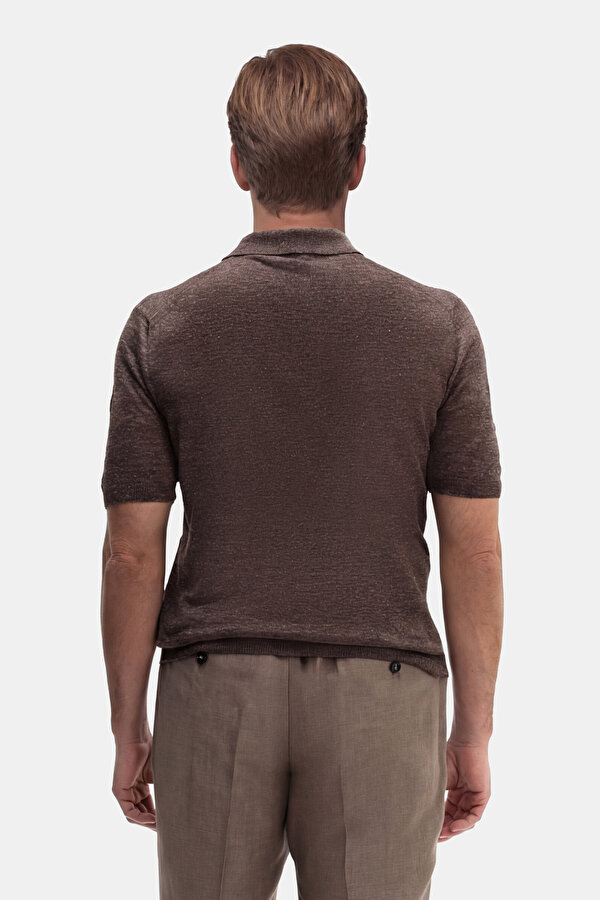 BROWN POLO NECK SHORT SLEEVE TSHIRT 2