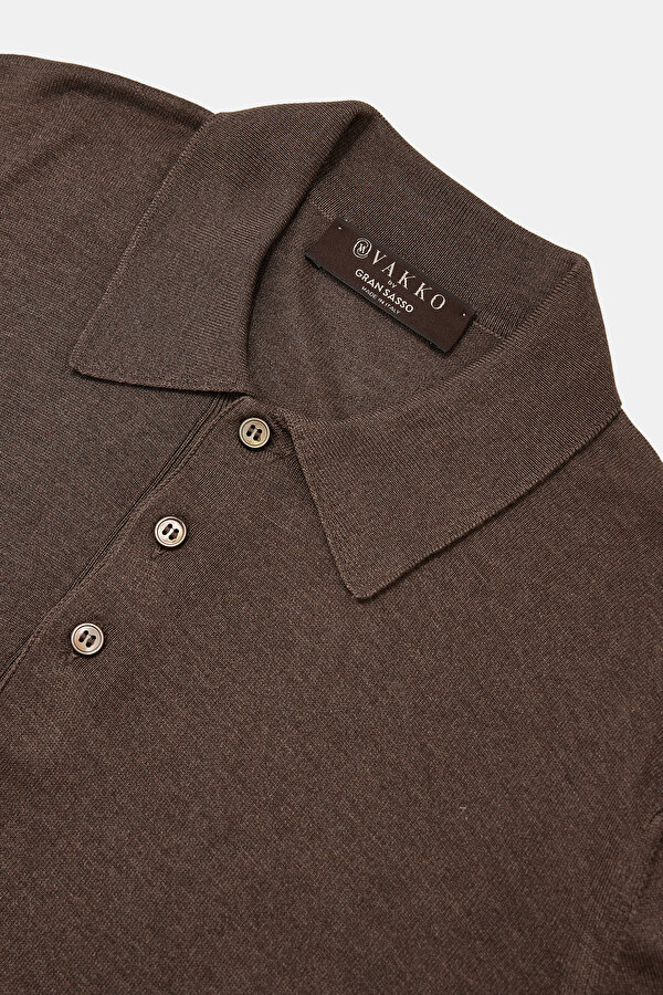 BROWN POLO NECK SHORT SLEEVE TSHIRT 6