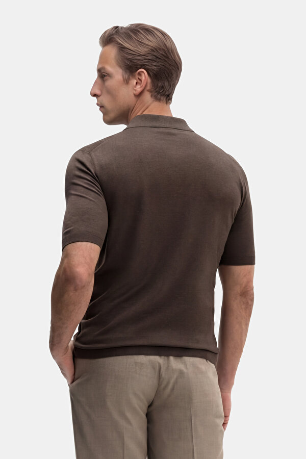 BROWN POLO NECK SHORT SLEEVE TSHIRT 2