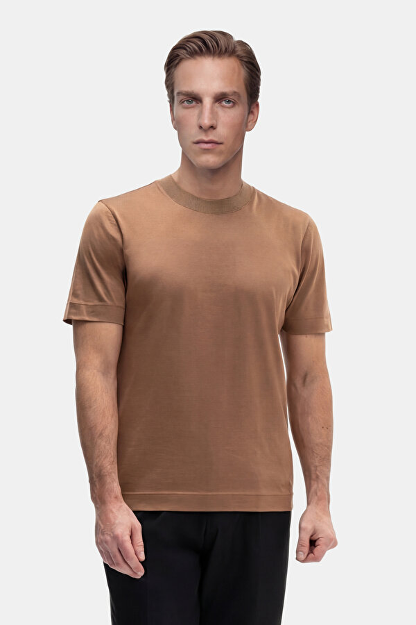 BİSİKLET YAKALI KISA KOL KOTON-İPEK TSHIRT