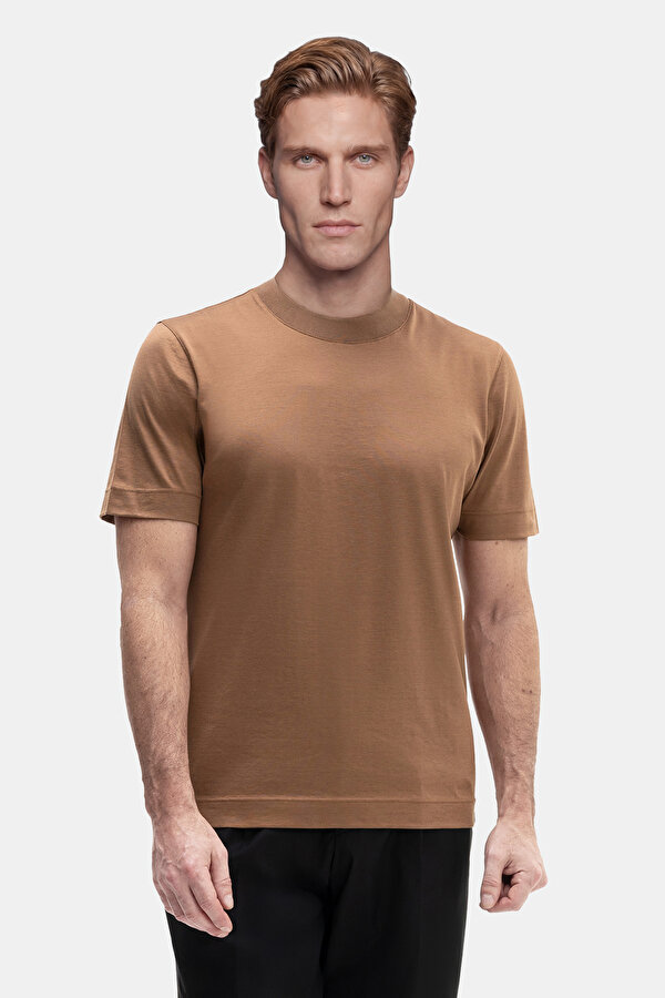 BEIGE BICYCLE COLLAR SHORT SLEEVE TSHIRT