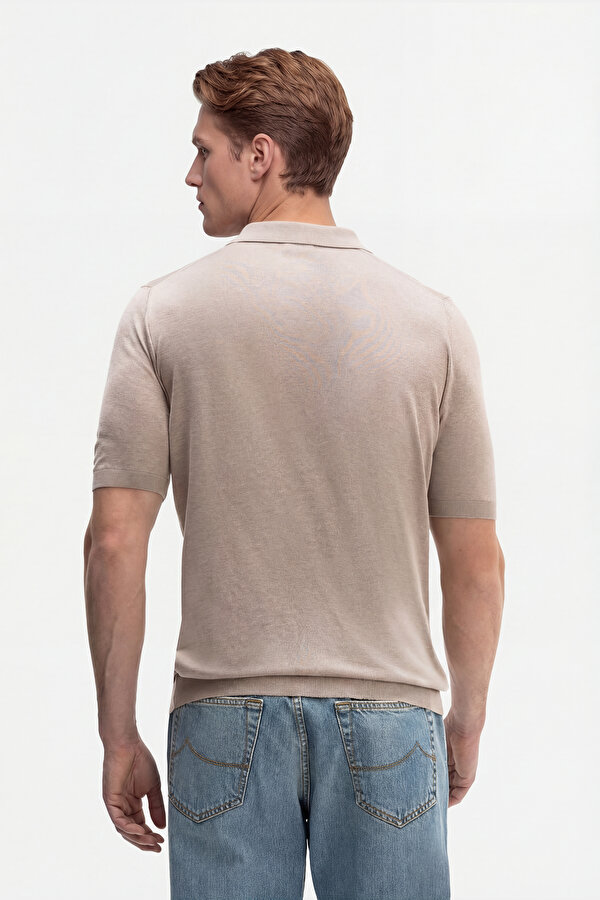 BEIGE BICYCLE COLLAR SHORT SLEEVE TSHIRT 2