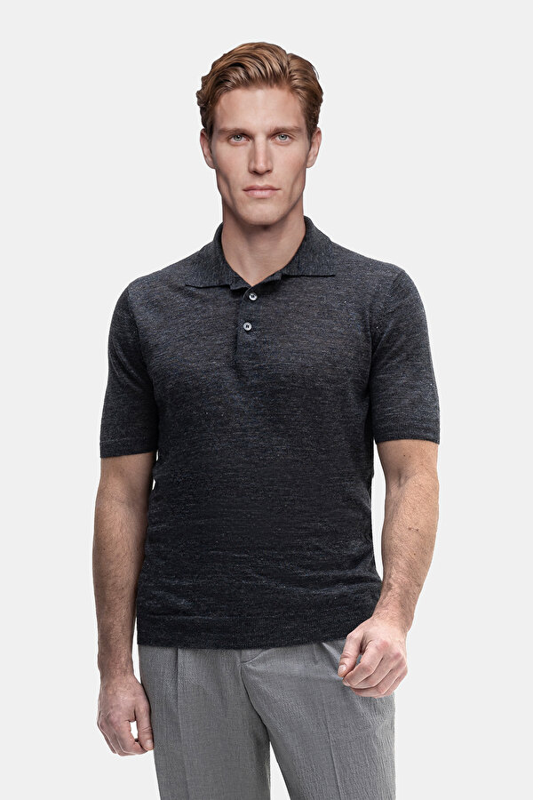 SMOKED POLO NECK SHORT SLEEVE TSHIRT
