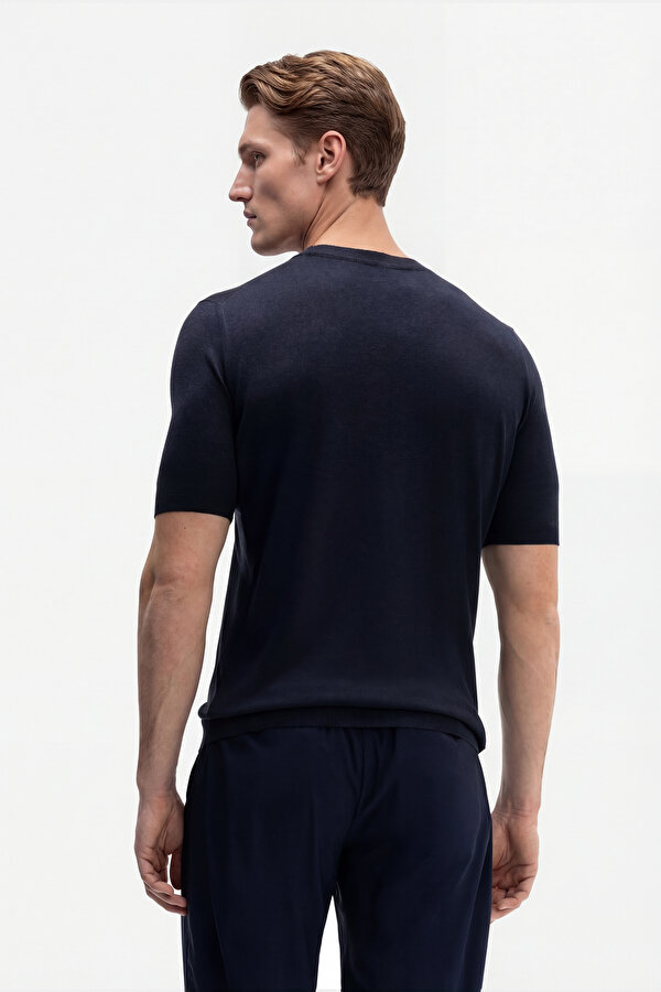 NAVY BLUE BICYCLE COLLAR SHORT SLEEVE TSHIRT 2