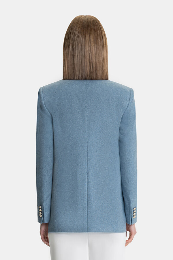 BLUE SURPLICE NECKLINE (CROSS-OVER NECKLINE) JACKET 2