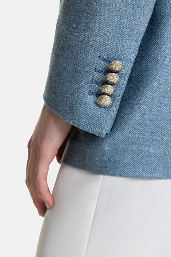 BLUE SURPLICE NECKLINE (CROSS-OVER NECKLINE) JACKET 6